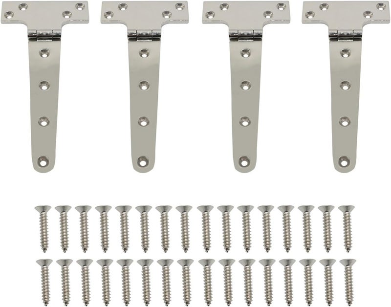 Jecoupoon Store 316 Stainless Steel Door Hinge Marine Grade 8'' x 4" T Hinge 6'' x 3" Boat Hatch Hinge with Screws (8'' x 4" 4PCS) - Image 1